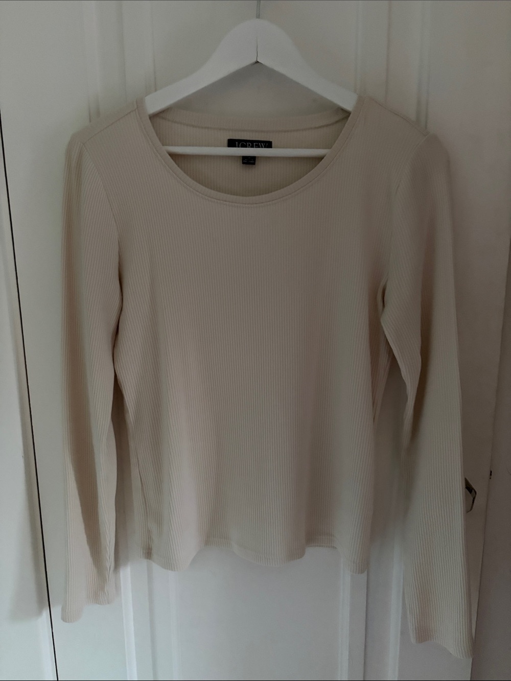 J. Crew • Cream Ribbed Long Sleeve Top (Size M)